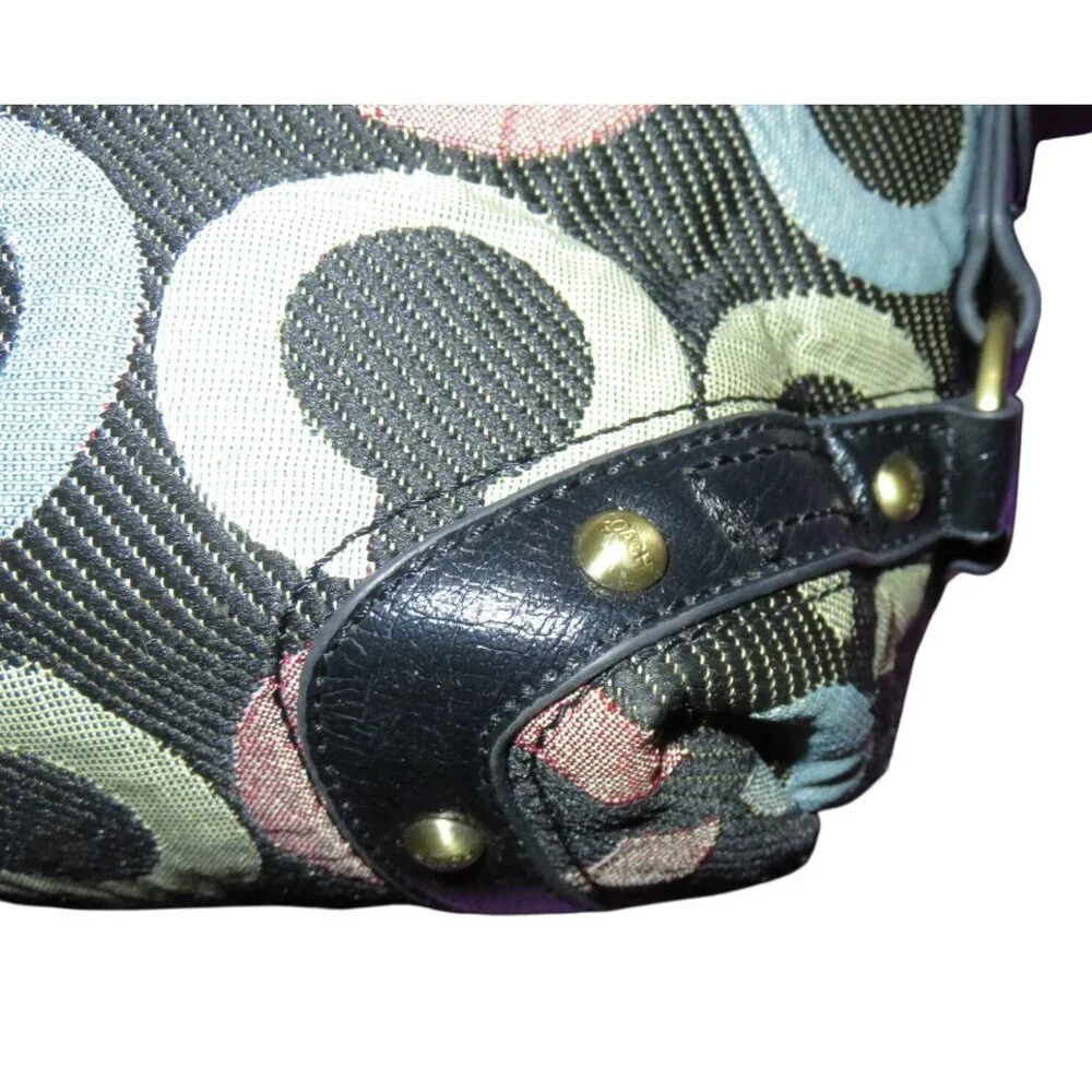 Coach Vintage Carly Multicolor Signature Monogram Canvas & Leather Hobo Bag